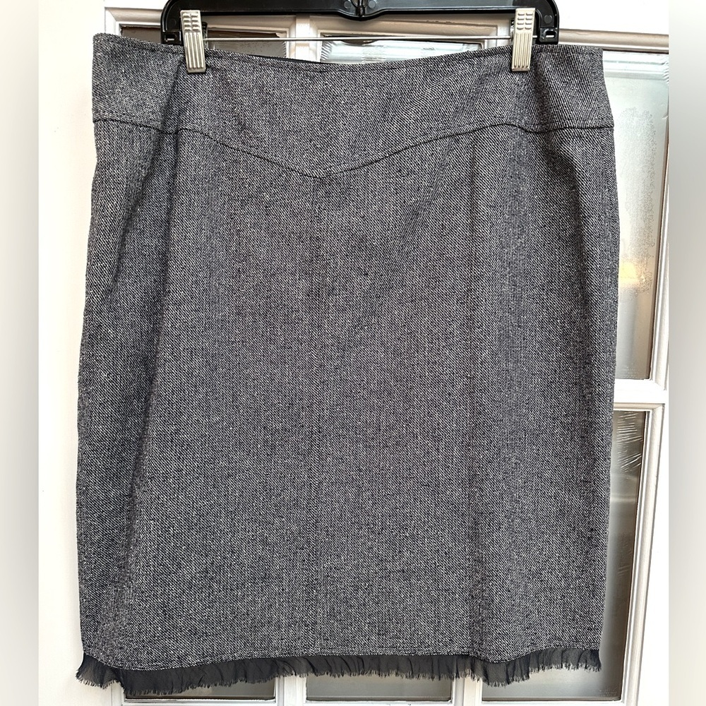 Teri Jon & Rickie Freeman Navy Grey Silk Career Chic Skirt Classic Size 16 XL